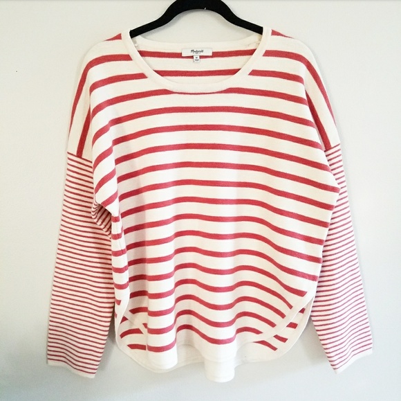 Madewell Sweaters - Madewell striped curved hem pullover cozy sweater